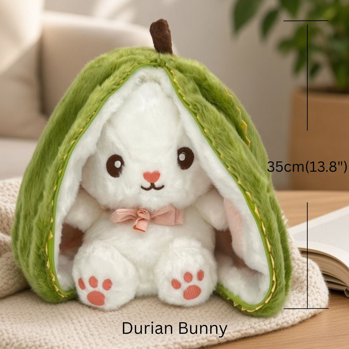 Reversible Strawberry Bunny Plush Toy Soft Polyester Kids Easter Basket Stuffer Gift Birthday Surprise for Girls and Boys