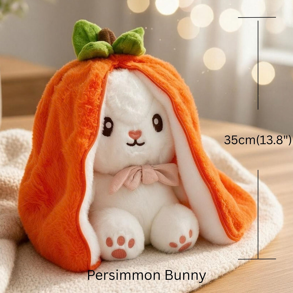 Reversible Strawberry Bunny Plush Toy Soft Polyester Kids Easter Basket Stuffer Gift Birthday Surprise for Girls and Boys