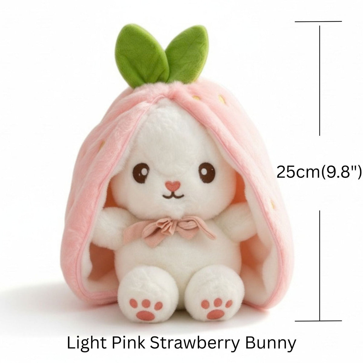 Reversible Strawberry Bunny Plush Toy Soft Polyester Kids Easter Basket Stuffer Gift Birthday Surprise for Girls and Boys