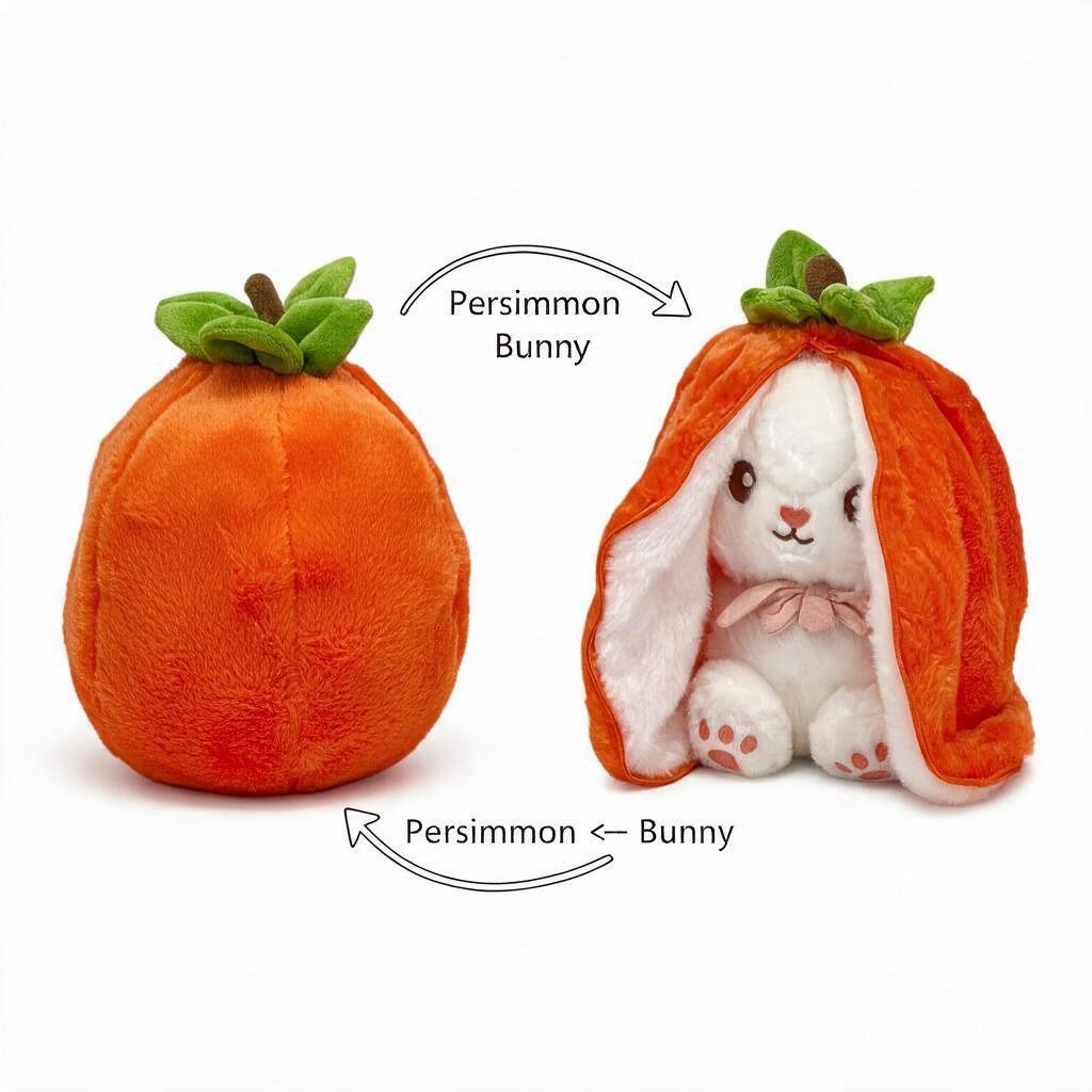 Reversible Strawberry Bunny Plush Toy Soft Polyester Kids Easter Basket Stuffer Gift Birthday Surprise for Girls and Boys